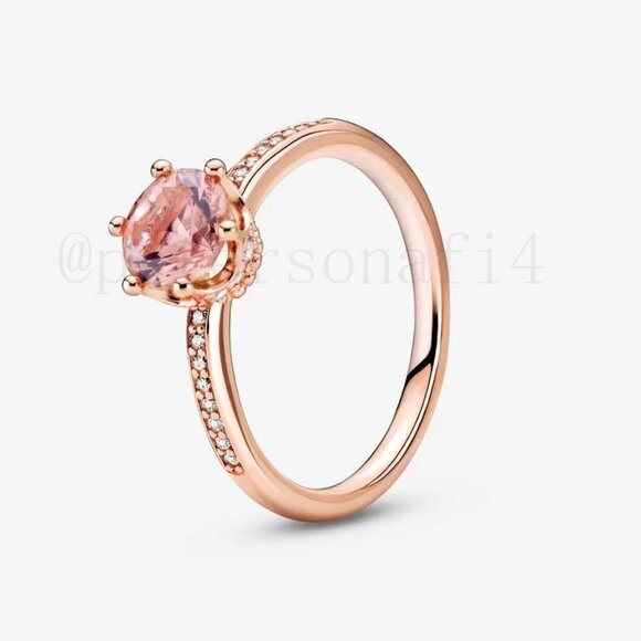💗Pandora Pink Sparkling Crown Solitaire Ring - Picture 1 of 1